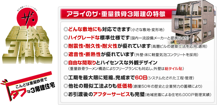 アライのザ・重量鉄骨３階建の特徴